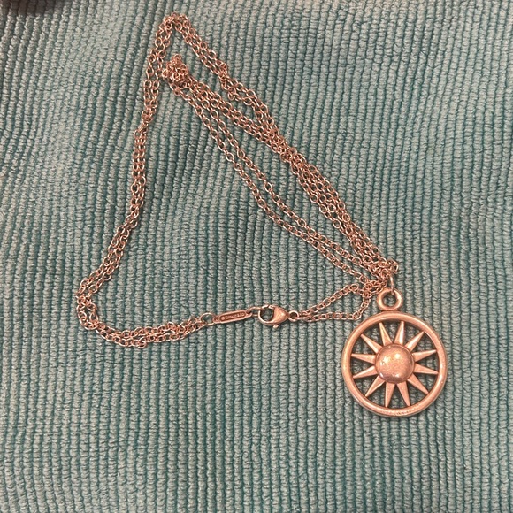 Authentic Tiffany&CO vintage sunburst wheel design double chain necklace - Picture 2 of 4